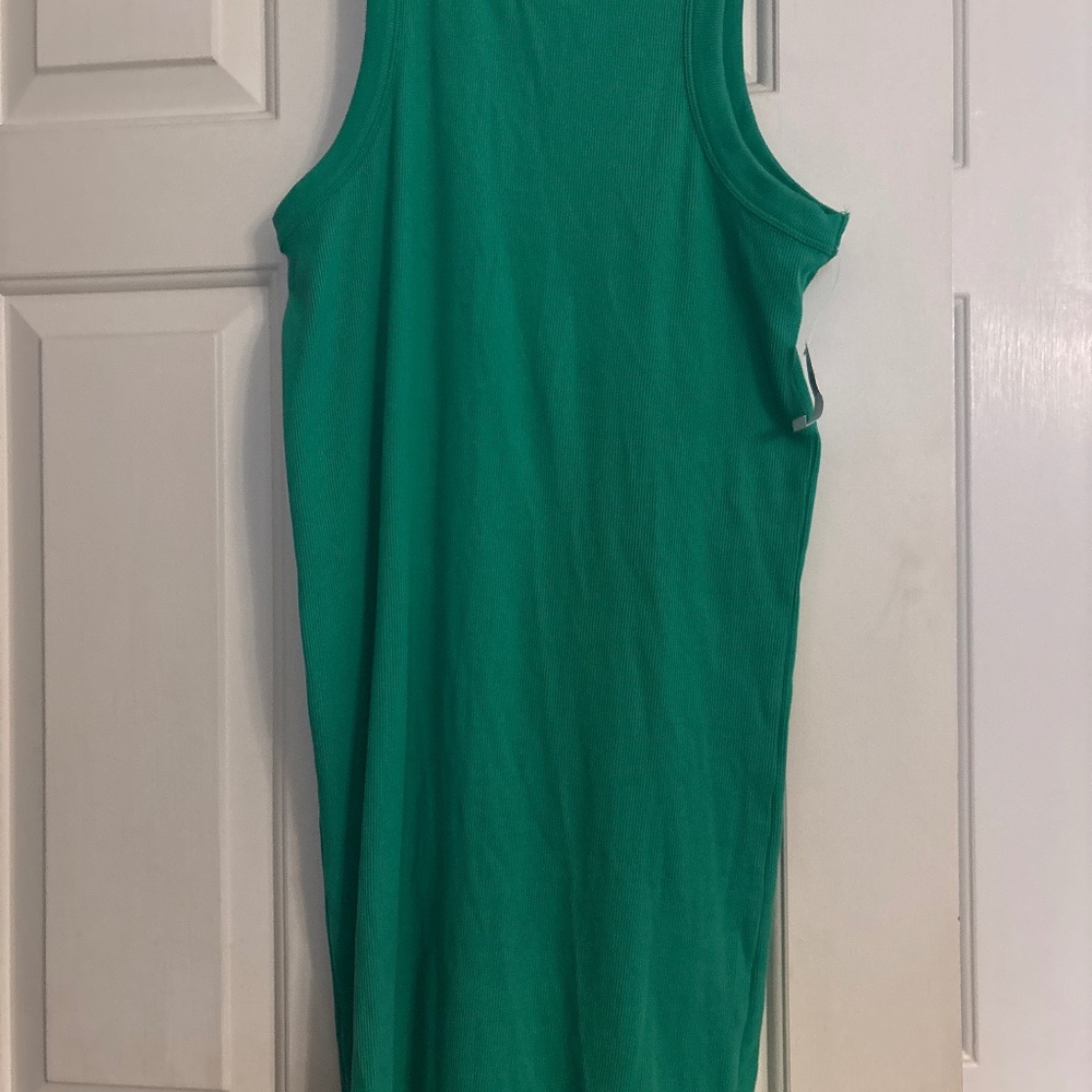 Green rib tank dress